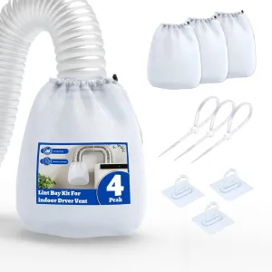 4 Pack Dryer Vent Lint Catcher Bags, Dryer Vent Lint Trap and Filter for Ventless Dryer Vent, Indoor & Outdoor Dryer Vent Lint Bags for Easily Capture Loosened Lint, Dust from Dryer Vent