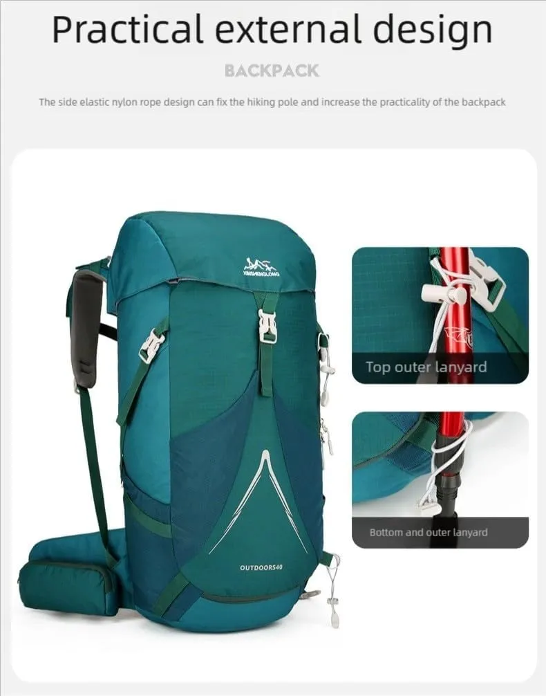 40L unisex lightweight backpack, breathable back plate, water bag cover (excluding the liquid storage tank) (red)