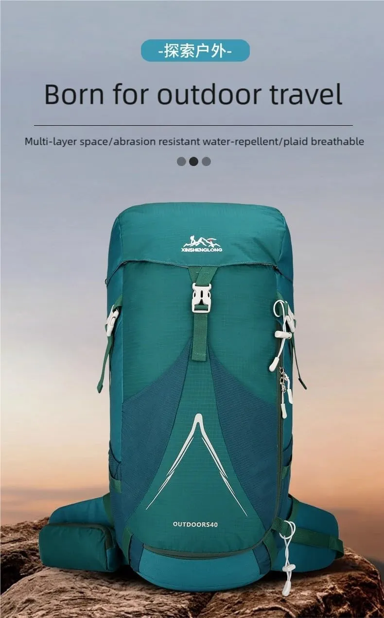 40L unisex lightweight backpack, breathable back plate, water bag cover (excluding the liquid storage tank) (red)