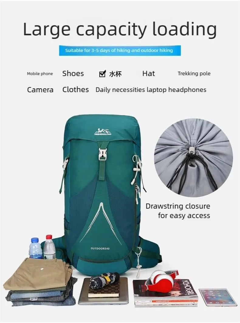 40L unisex lightweight backpack, breathable back plate, water bag cover (excluding the liquid storage tank) (red)