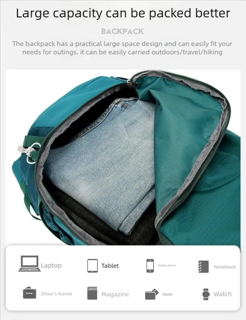 40L unisex lightweight backpack, breathable back plate, water bag cover (excluding the liquid storage tank) (red)