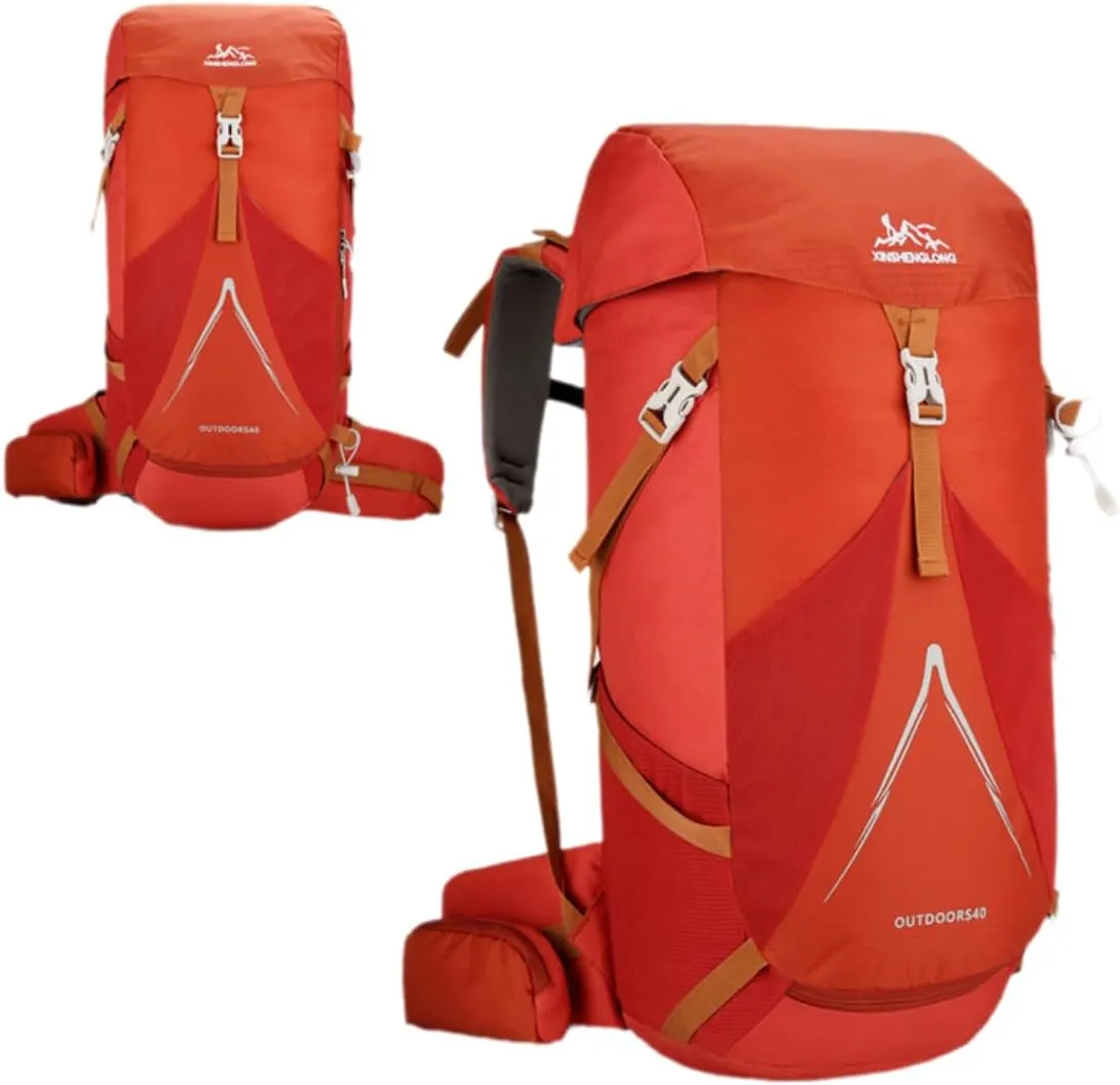 40L unisex lightweight backpack, breathable back plate, water bag cover (excluding the liquid storage tank) (red)