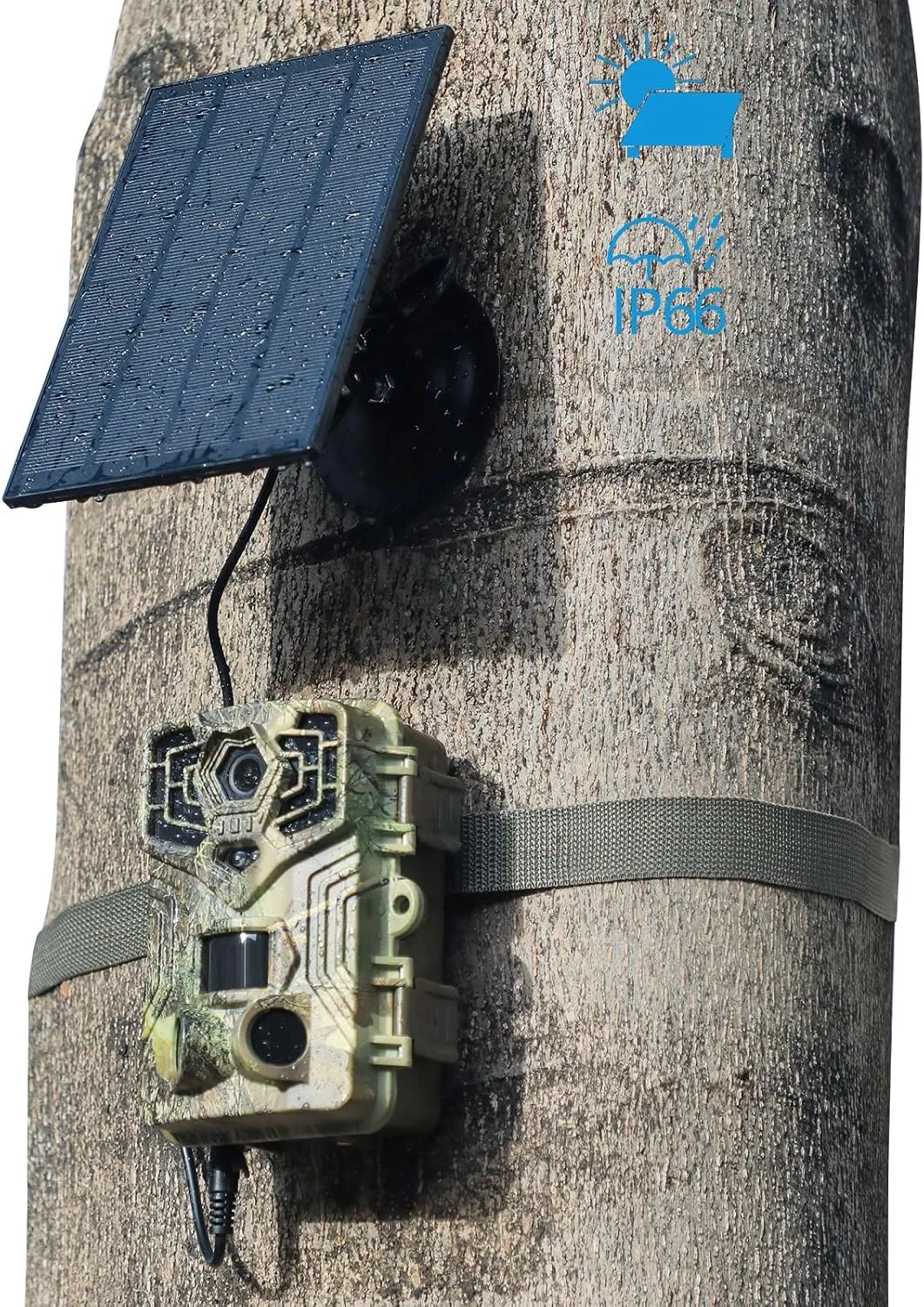 48MP WiFi Solar Trail Camera with Night Vision Motion Activated – 64GB SD Card, 940nm Infrared, 2.0" Screen, 5000mAh Long Battery Life, 0.2s Trigger Speed, IP66 – Ideal for Wildlife Monitoring
