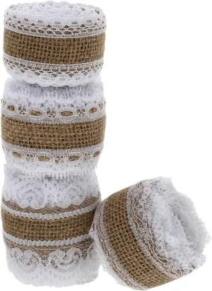 4Rolls Christmas Lace Trim for Wedding and Holiday Decorations Meters Each for Present Wrapping Crafts and Rustic Decor Festive Fabric Ribbon