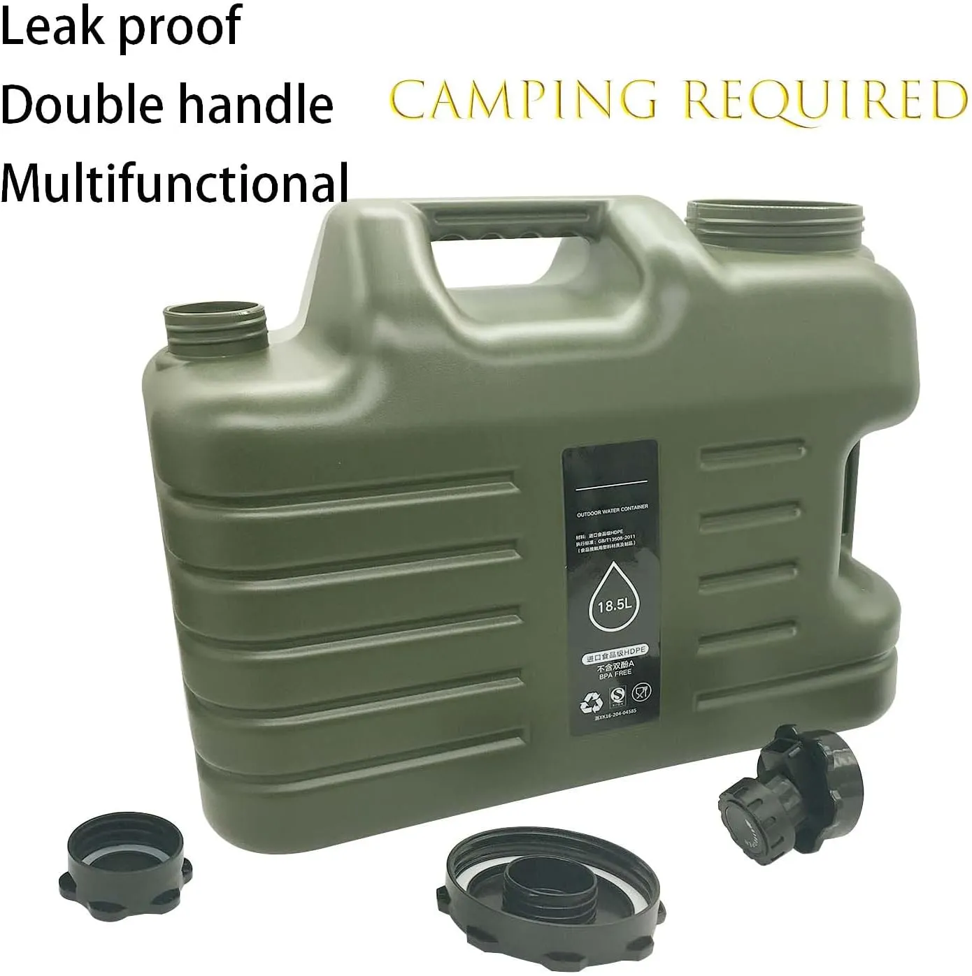 5 Gallon Water Jug Camping Water Container Large Military Green Water Tank,BPA Free Portable No Leakage Water Storage with Spigot Emergency Overlanding Gear for Outdoors Camping Hiking
