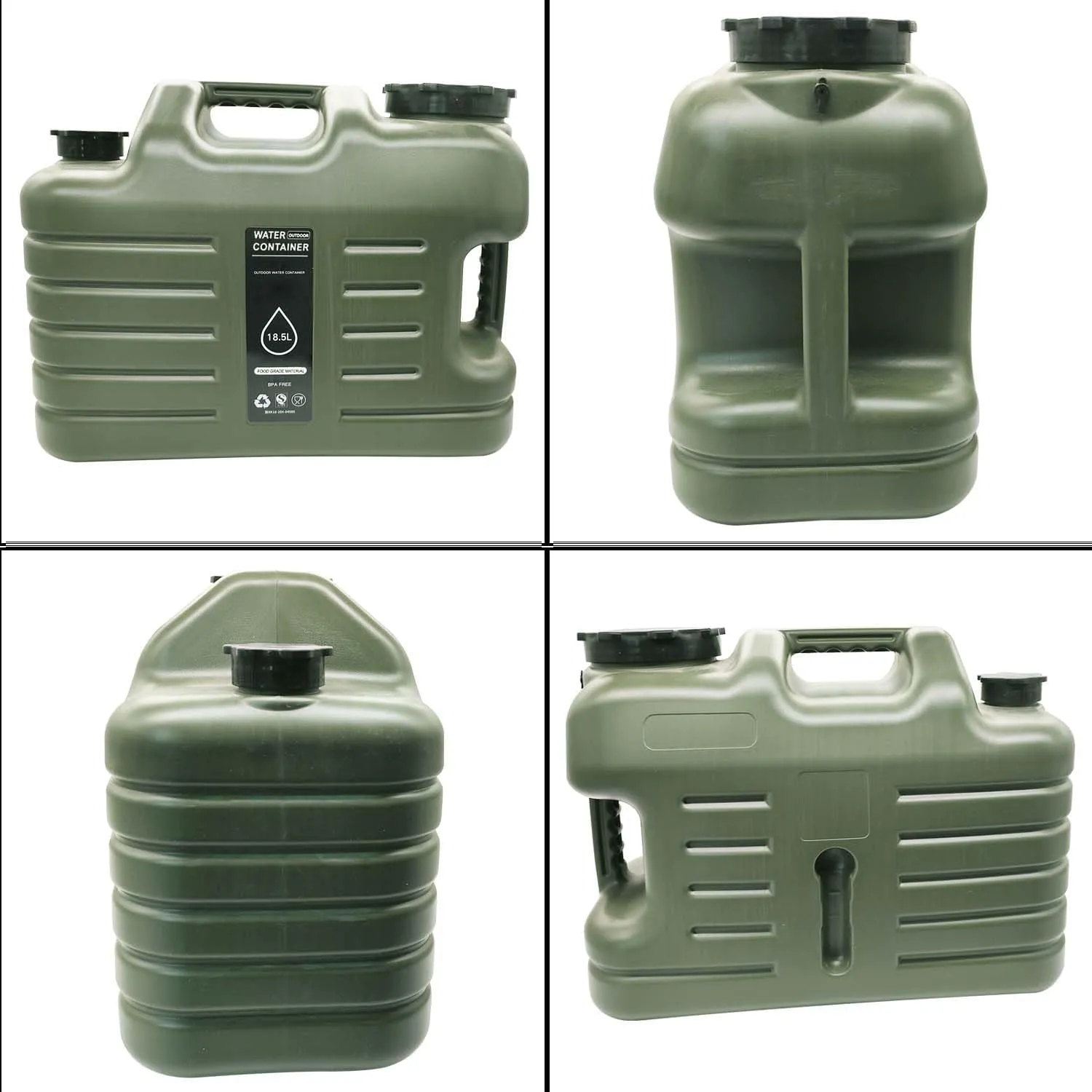 5 Gallon Water Jug Camping Water Container Large Military Green Water Tank,BPA Free Portable No Leakage Water Storage with Spigot Emergency Overlanding Gear for Outdoors Camping Hiking