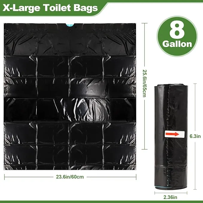 50 Pack Portable Toilet Bags, 8 Gallon Camping Toilet Bags, Toilet Waste Bags, Leak-Proof Potty Liners Trash Bags for Outdoor Camping Toilet Bucket,Traveling, RV Trip