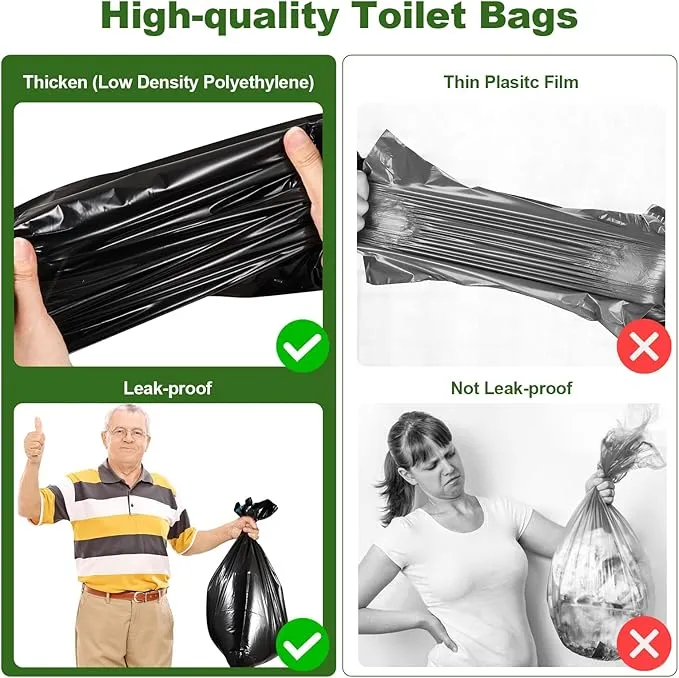 50 Pack Portable Toilet Bags, 8 Gallon Camping Toilet Bags, Toilet Waste Bags, Leak-Proof Potty Liners Trash Bags for Outdoor Camping Toilet Bucket,Traveling, RV Trip