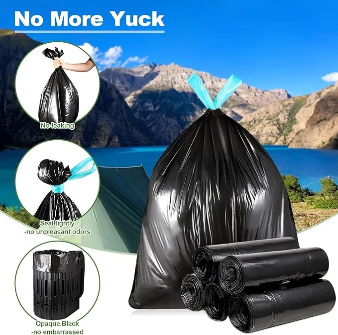 50 Pack Portable Toilet Bags, 8 Gallon Camping Toilet Bags, Toilet Waste Bags, Leak-Proof Potty Liners Trash Bags for Outdoor Camping Toilet Bucket,Traveling, RV Trip