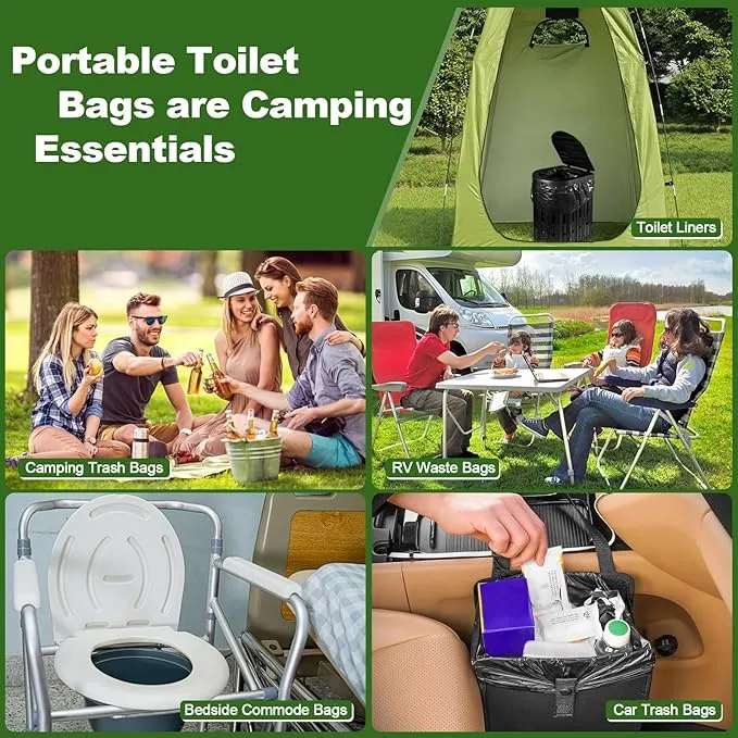 50 Pack Portable Toilet Bags, 8 Gallon Camping Toilet Bags, Toilet Waste Bags, Leak-Proof Potty Liners Trash Bags for Outdoor Camping Toilet Bucket,Traveling, RV Trip