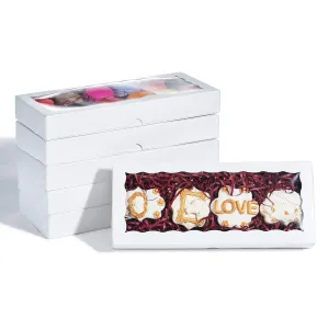 50PCS 12 x 5 x 1.5 inches Auto-Popup One Piece Premium Cookie Boxes, Mini Strawberry Boxes, Bakery Box for Holiday Cookie Gift Sets