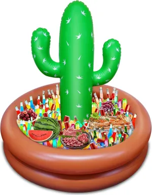 50" Giant Inflatable Cactus Cooler 170  Can Large Capacity, Fiesta Cinco de Mayo Mexican Luau Hawaii Party Decorations Inflatable Drink Cooler for Outdoor Pool BBQ Beach Events