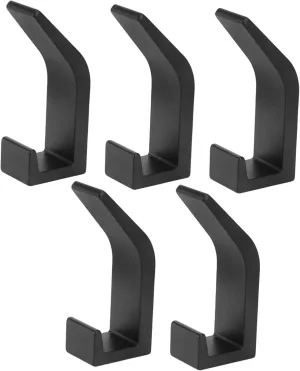 5Pcs Black Aluminum Wall Mount Hooks Versatile Single Hooks for Coats Towels Handbags Design for Bedroom Bathroom Home Decor