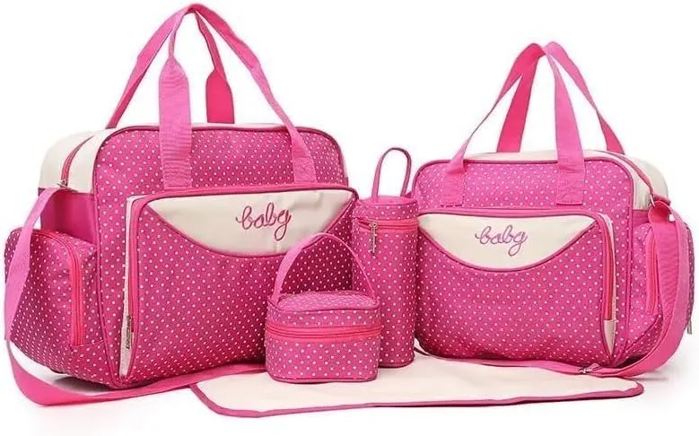 5PCS Diaper Bag Tote Set - Baby Bags for Mom PINK