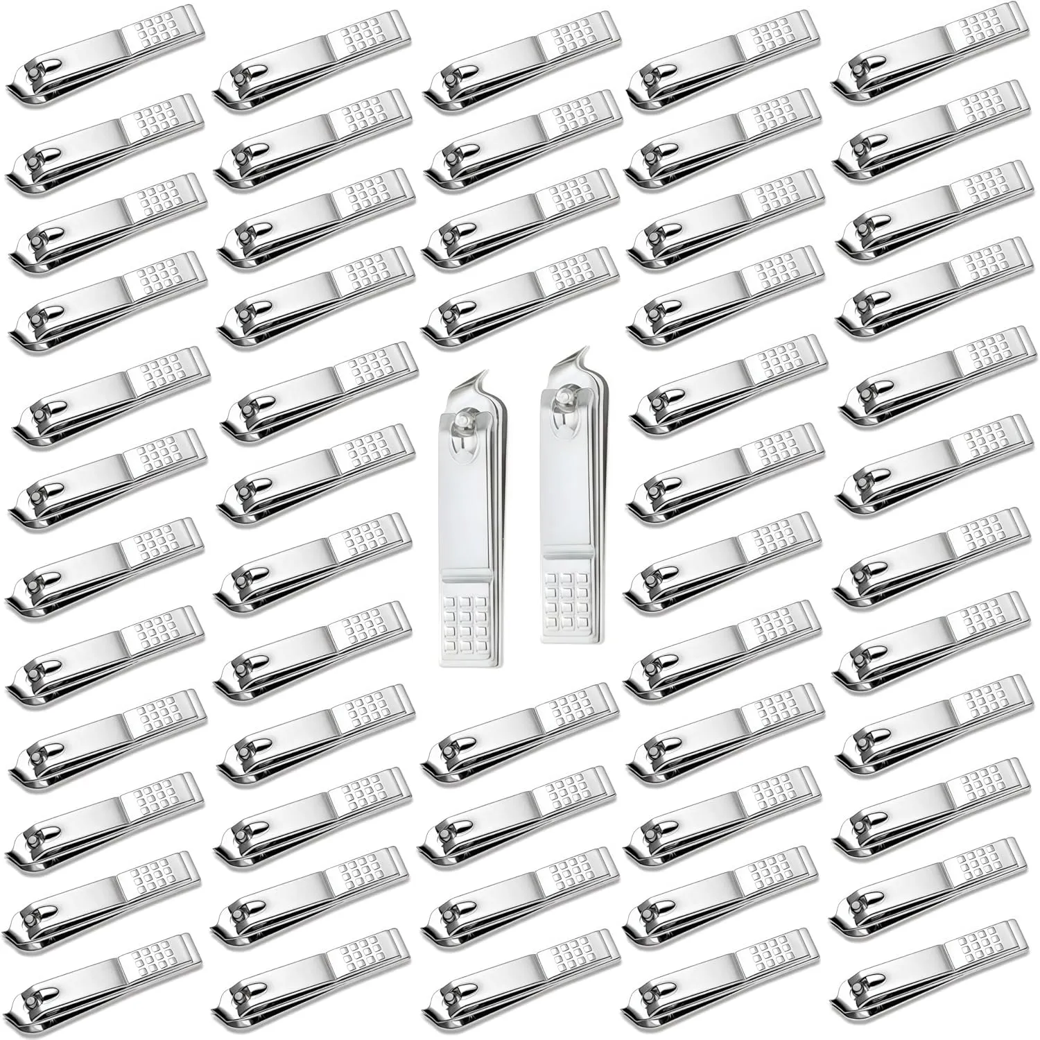 60-Pack Slanted Edge Nail Clippers Bulk, Angled Nail Clipper Pack Cuticle Cutter Individually Wrapped, Fingernail Clippers Slanted for Women Men Seniors Homeless (Silver)