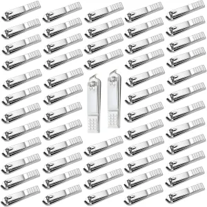 60-Pack Slanted Edge Nail Clippers Bulk, Angled Nail Clipper Pack Cuticle Cutter Individually Wrapped, Fingernail Clippers Slanted for Women Men Seniors Homeless (Silver)