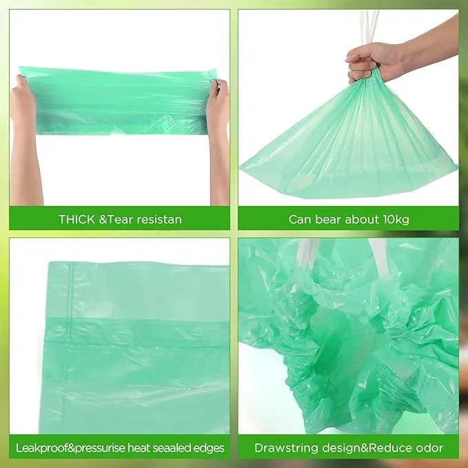 60 Set Bedside Commode Liners with Absorbent Pads Disposable Potty Bags for Portable Toilet with Commode Pads for Adult Elderly Commode Chairs Bucket Portable Camping Toilet Bags (Green)