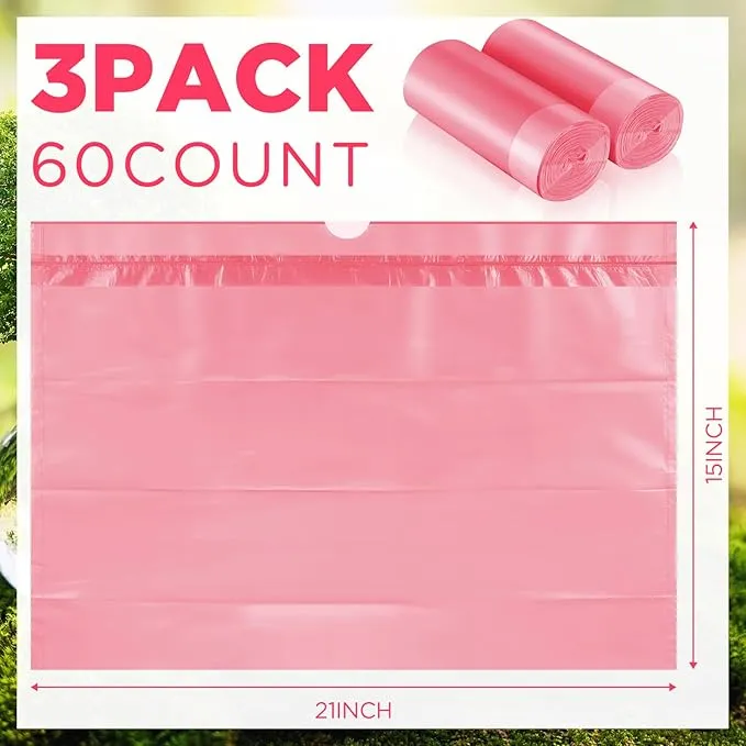 60 Set Bedside Commode Liners with Absorbent Pads Disposable Potty Bags for Portable Toilet with Commode Pads for Adult Elderly Commode Chairs Bucket Portable Camping Toilet Bags (Pink)