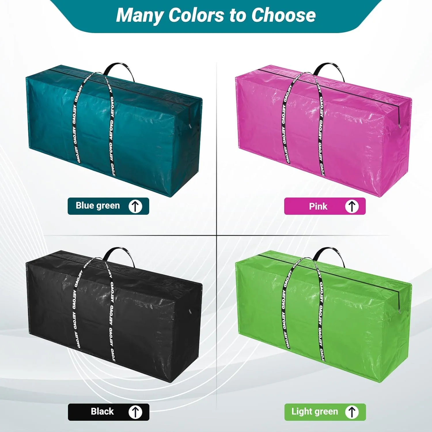 66 Gallon Extra Large Storage Bags 2 Pack – Teal XXL Heavy Duty Waterproof Moving Tote Bags for College Dorm, Travel, Clothes & Bedding Foldable Zippered Duffle with Handles