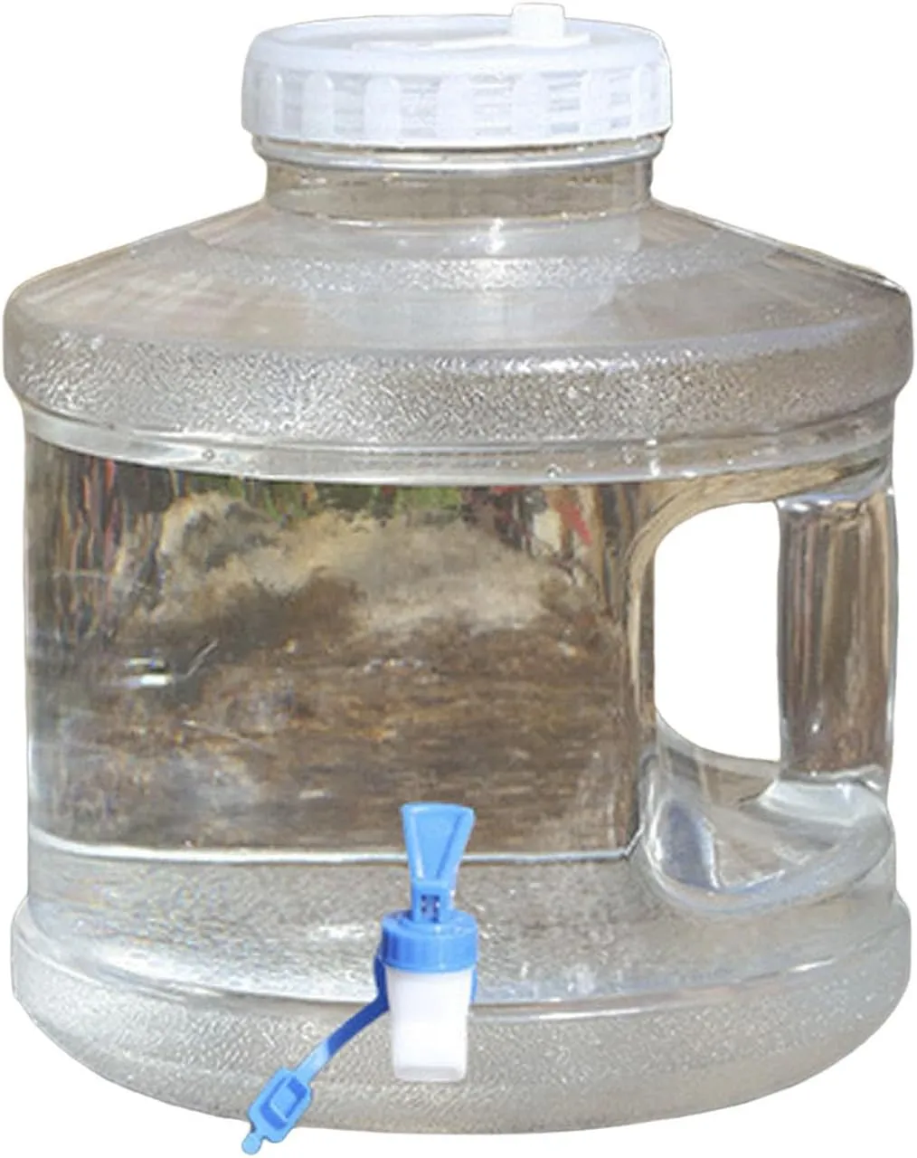 7.5L Portable Water Container with Faucet 2 Gallon Camping Water Jug, Transparent Outdoor Storage Tank with Handle and Spigot, Water Carrier Bucket for Hiking Self-Driving Tours (White)