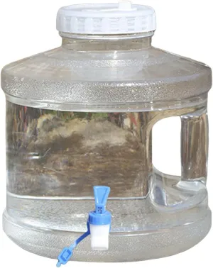 7.5L Portable Water Container with Faucet 2 Gallon Camping Water Jug, Transparent Outdoor Storage Tank with Handle and Spigot, Water Carrier Bucket for Hiking Self-Driving Tours (White)