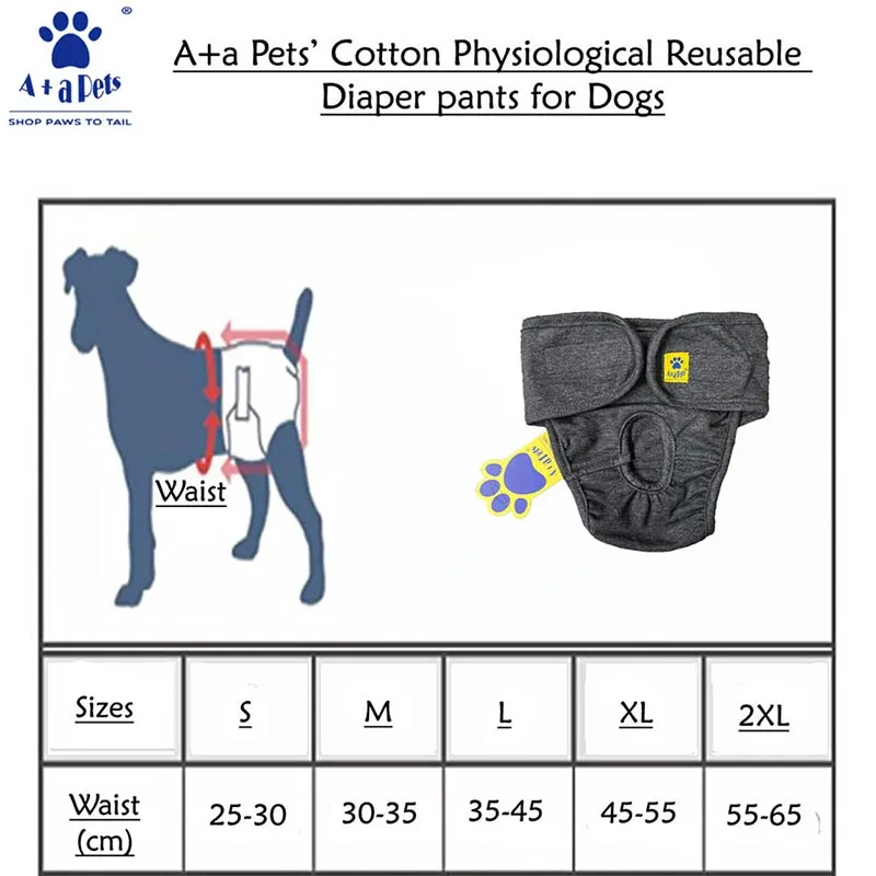 A a Pets' Cotton Reusable Diaper for Female Dogs