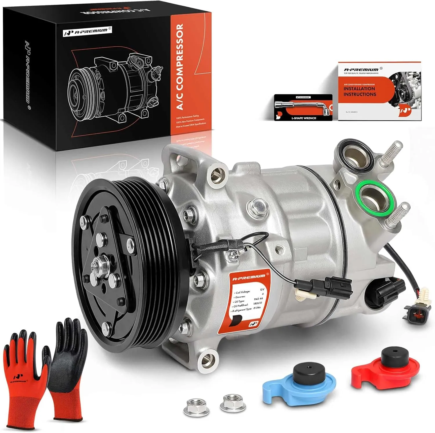 A-Premium Air Conditioner AC Compressor with Clutch Compatible with Volvo XC60 2015-2017 2019, XC90 2017-2022, S60 Cross Country 2017-2018, XC70 V60 Cross Country, S80, S90, V90 Cross Country, 2.0L