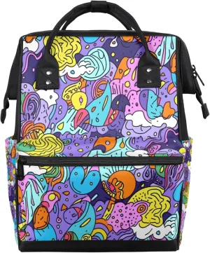 Abstract Art Colorful Hand Painting Diaper Bag Mommy Bags With Adjustable Shoulder Strap Waterproof Multifunction Shoulder Bag Travel Large Capacity Backpack for Moms And Dads