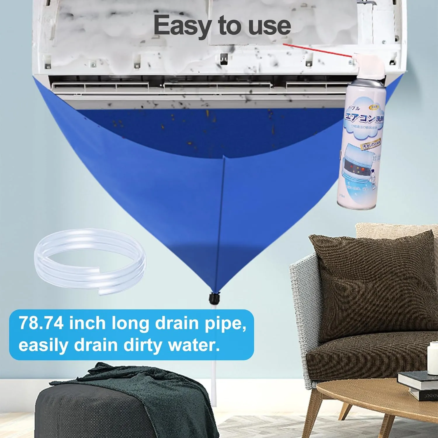 Ac Cleaning Bag, Air Conditioner Service Bag, Split Air Conditioner Cleaning Cover, Split Air Conditioning Cleaning Waterproof Cover Bag, Universal Size, Easy to Use, 2 Piece