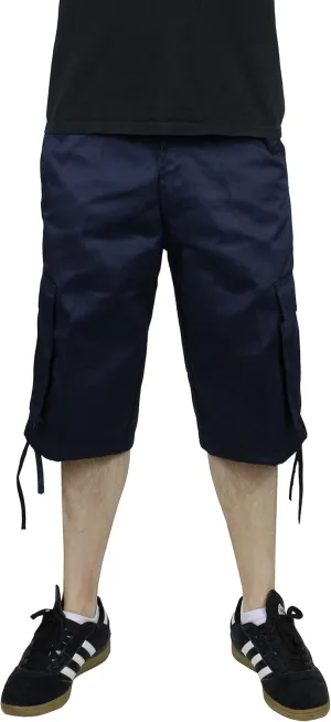 Access Men’s Solid Color Cargo Shorts with Removable Drawstring, Belt, and Six Pockets