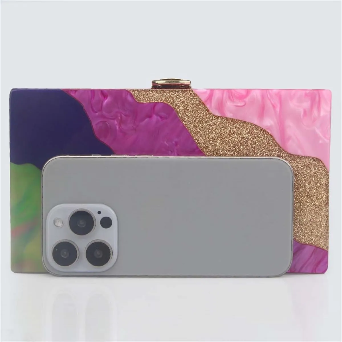 Acrylic Clutch for Women Marbled Purses and Handbags Elegant Wedding Purse Party Prom Chain Shoulder Bag