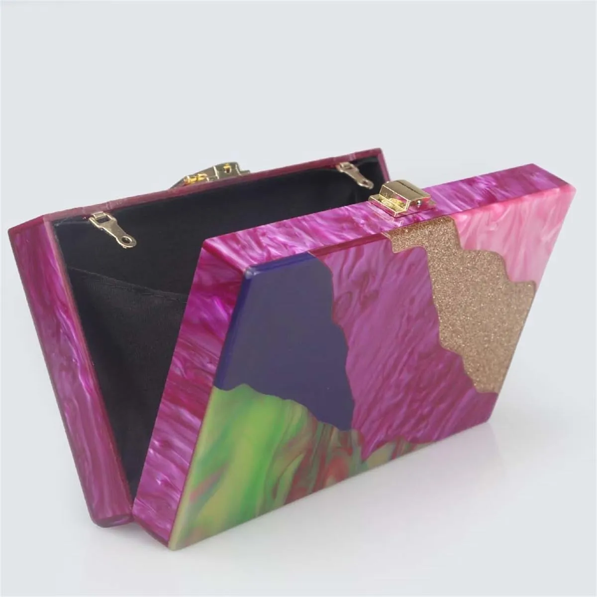 Acrylic Clutch for Women Marbled Purses and Handbags Elegant Wedding Purse Party Prom Chain Shoulder Bag
