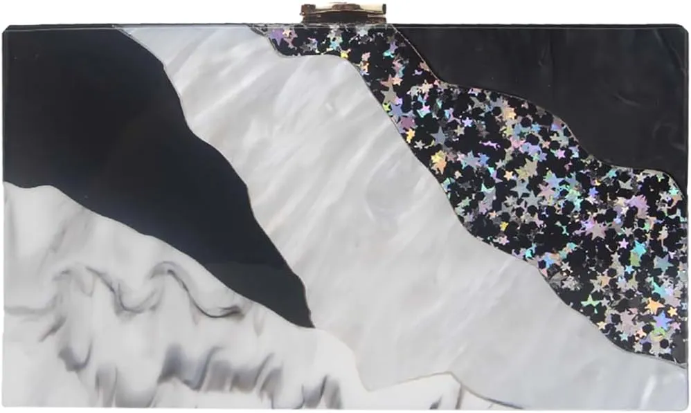 Acrylic Clutch for Women Marbled Purses and Handbags Elegant Wedding Purse Party Prom Chain Shoulder Bag