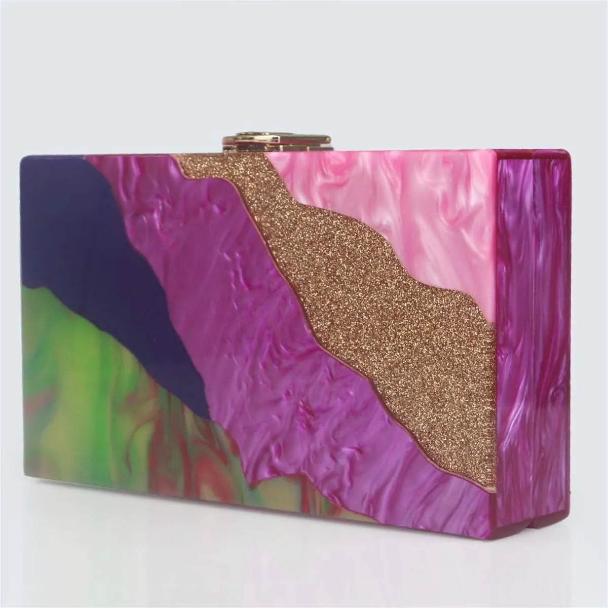 Acrylic Clutch for Women Marbled Purses and Handbags Elegant Wedding Purse Party Prom Chain Shoulder Bag