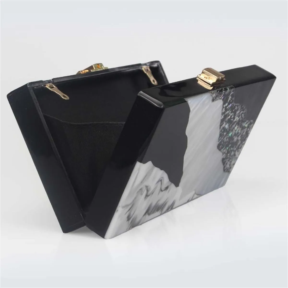 Acrylic Clutch for Women Marbled Purses and Handbags Elegant Wedding Purse Party Prom Chain Shoulder Bag