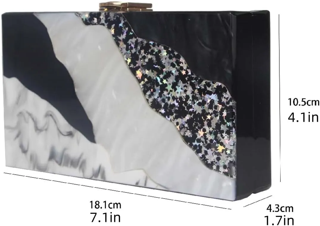 Acrylic Clutch for Women Marbled Purses and Handbags Elegant Wedding Purse Party Prom Chain Shoulder Bag