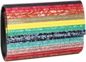 Acrylic Evening Bag, Envelope Clutch Purses for Women Wedding Cocktail Party (Golden)