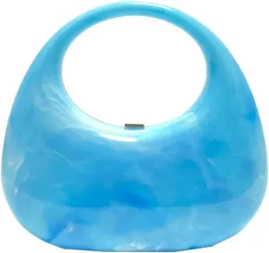 Acrylic Evening Bag for Women Moon Shaped Handbags for Women Top-Handle Hand Purse Clutch for Wedding Cocktail Prom