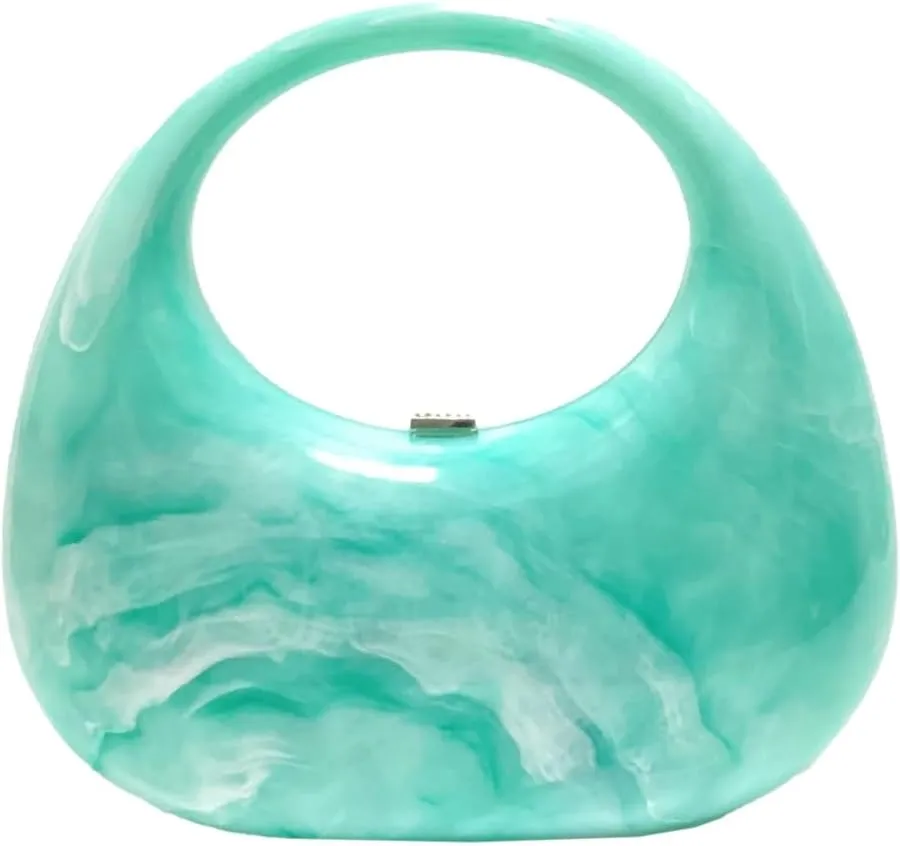 Acrylic Evening Bag for Women Moon Shaped Handbags for Women Top-Handle Hand Purse Clutch for Wedding Cocktail Prom