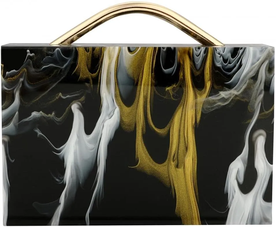 Acrylic Evening Clutch Purse Chain Handbags for women Box Purse for Wedding Cocktail Party Prom (Black)