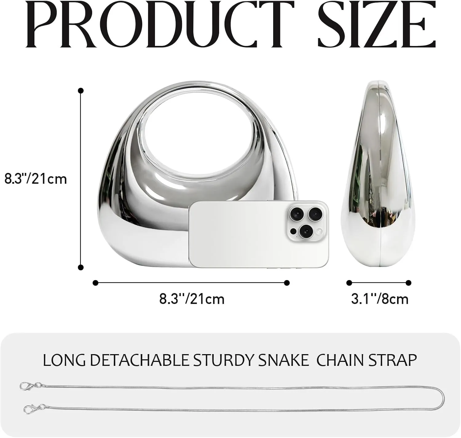 Acrylic Evening Handbags for Women Unique Moon Shape Clutch Purse Top-handle Hobo Bag for Wedding Party Cocktail