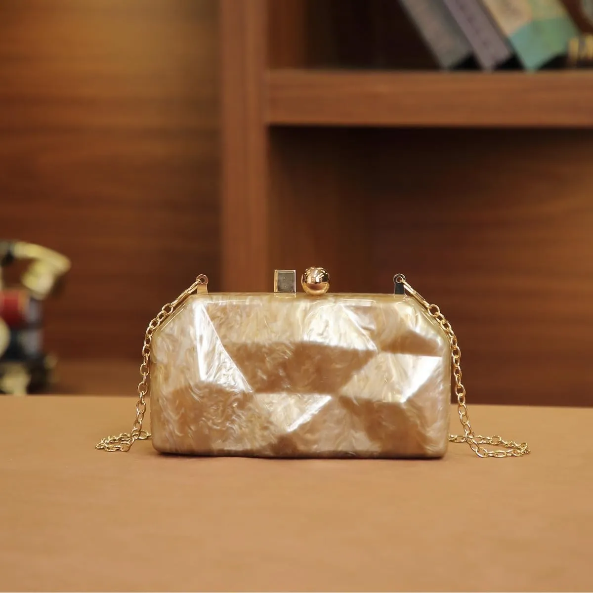 Acrylic Irregular Square Evening Bag Marbled Shaped Shoulder Purse Chic Women Clutch for Wedding Party Cocktail
