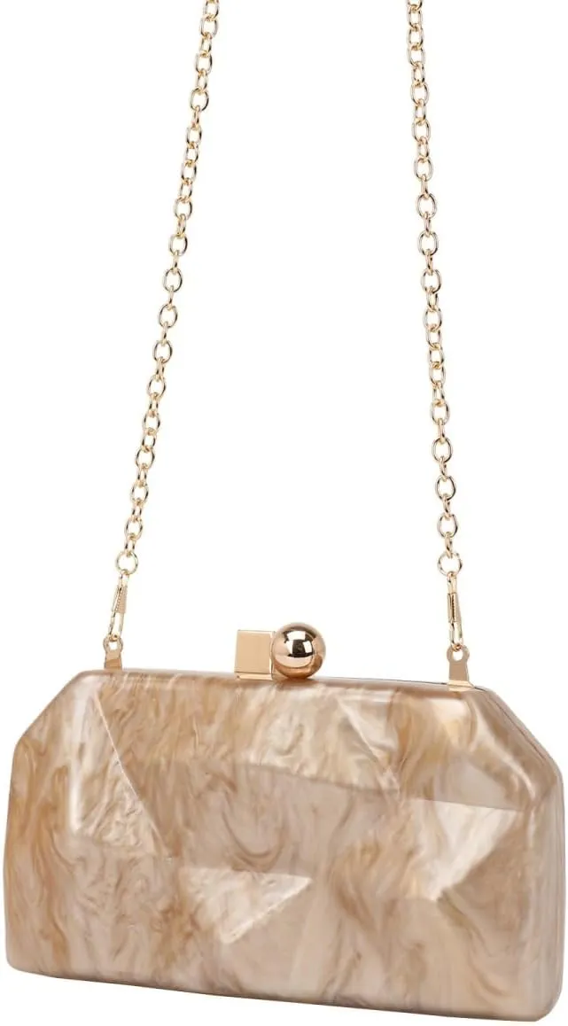 Acrylic Irregular Square Evening Bag Marbled Shaped Shoulder Purse Chic Women Clutch for Wedding Party Cocktail