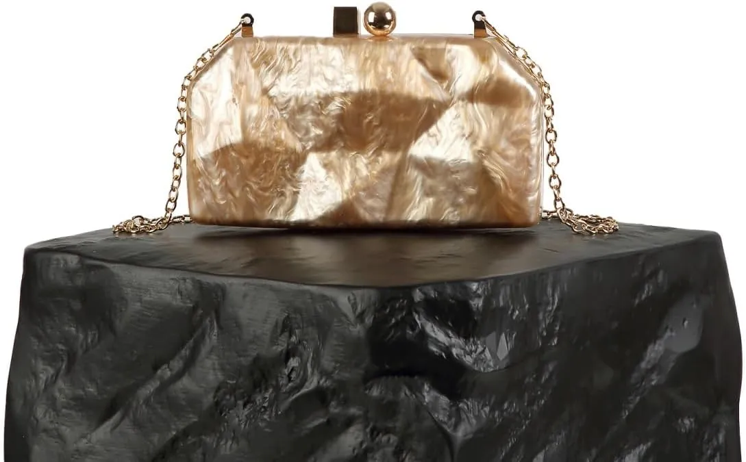 Acrylic Irregular Square Evening Bag Marbled Shaped Shoulder Purse Chic Women Clutch for Wedding Party Cocktail