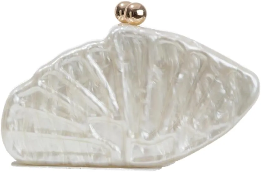 Acrylic sea shell shape clutch bag women evening party cute purse new ivory shell handbag 2024 summer new