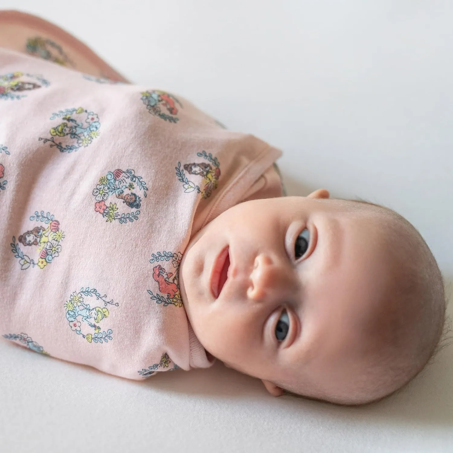 aden   anais Essentials Easy Swaddle Wrap Quick Change with Bottom Zipper, Snug Cotton Knit Baby Wrap Swaddle Blanket for Newborns, TOG 1.0, 3-Pack, Disney Princess, 0-3 Months, Small/Medium