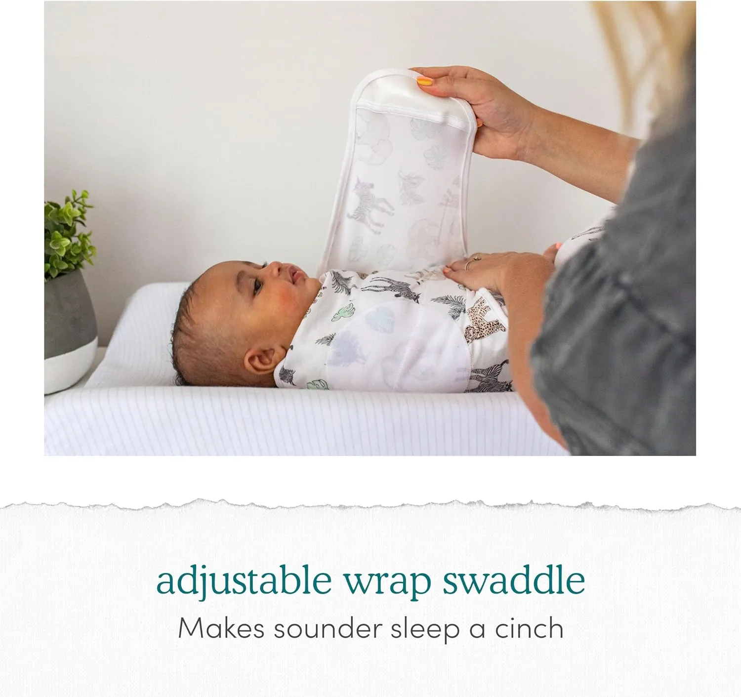 aden   anais Essentials Easy Swaddle Wrap Quick Change with Bottom Zipper, Snug Cotton Knit Baby Wrap Swaddle Blanket for Newborns, TOG 1.0, 3-Pack, Fairy Tale Flowers, 0-3 Months, Small/Medium