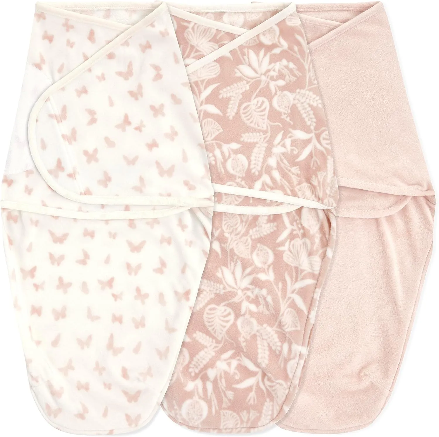 aden   anais Essentials Velboa Wrap 3 Pack, Zipper Bottom for Quick Diaper Change, Newborn Cozy Swaddle Blanket for Safer Sleep, Adjustable, Hip Healthy, TOG 1.5, Garden, 0-3 Months