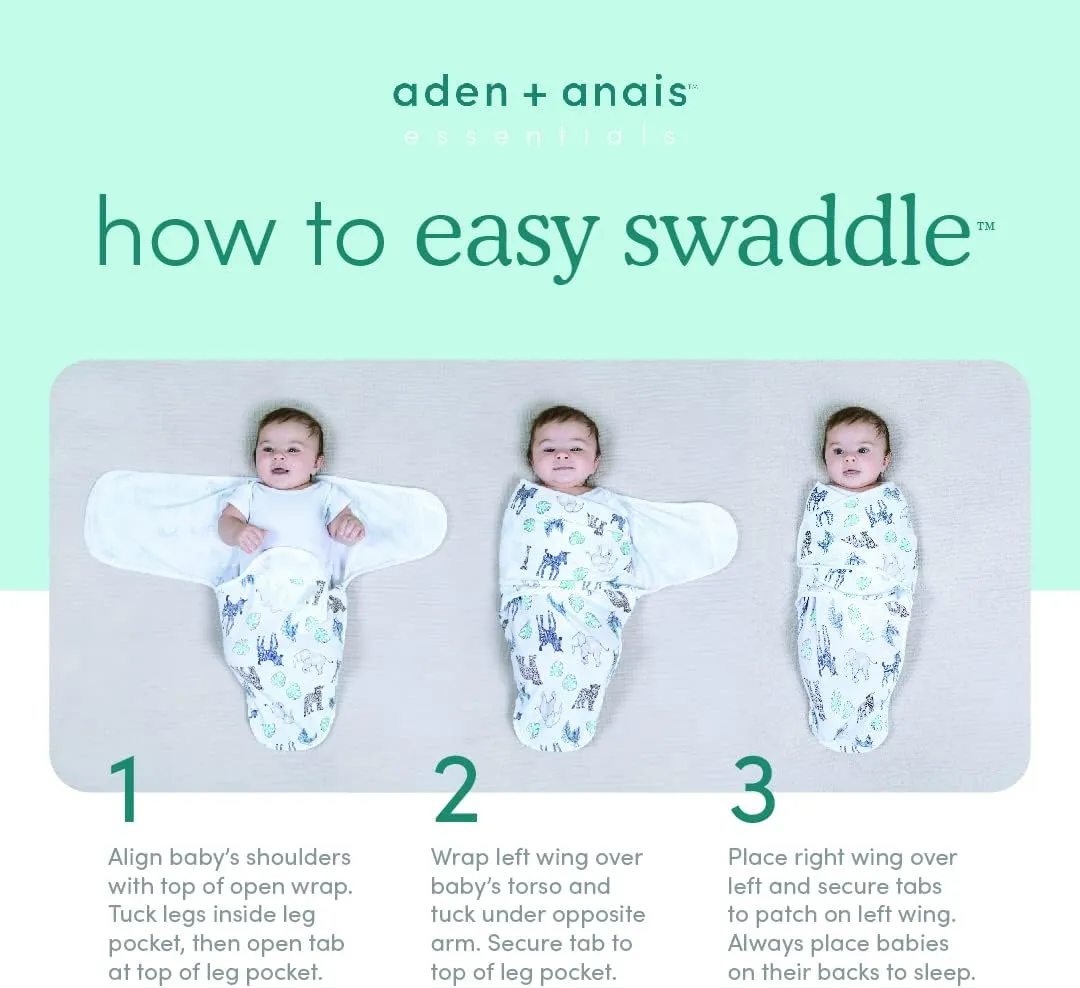 aden   anais Essentials Velboa Wrap Swaddle 3 Pack, Zipper Bottom for Quick Diaper Change, Newborn Cozy Swaddle Blanket for Safer Sleep, Adjustable, Hip Healthy, TOG 1.5, Grey Wild Prairie, 0-3 Months