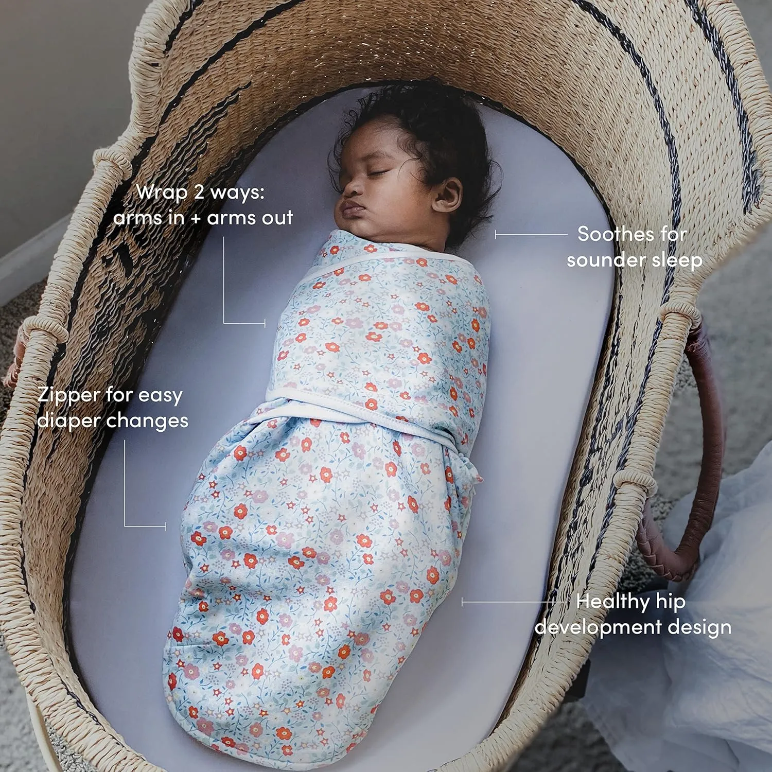 aden   anais Essentials Velboa Wrap Swaddle 3 Pack, Zipper Bottom for Quick Diaper Change, Newborn Cozy Swaddle Blanket for Safer Sleep, Adjustable, Hip Healthy, TOG 1.5, Grey Wild Prairie, 0-3 Months